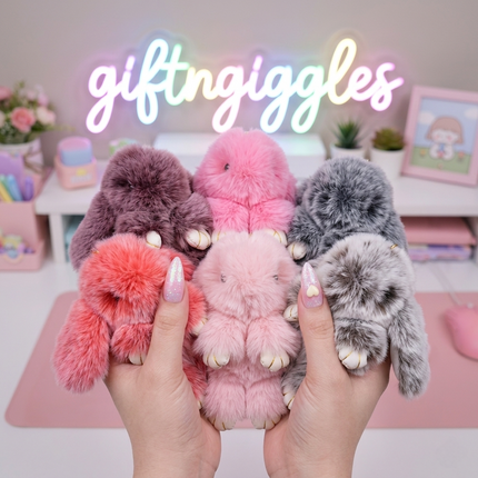 Fluffy Bunny Bag Charm