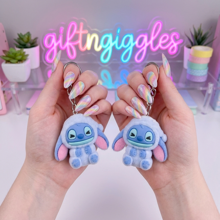 🧸 Cute Pastel Hooded Stitch-Inspired Charms 🌌💙