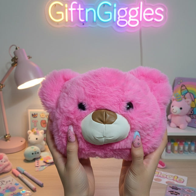 Cute Bear Plushy Sling Bag