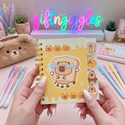 🌟 Kawaii Capybara Pocket Mini Diary – Tuntun Bakery Edition 🌟