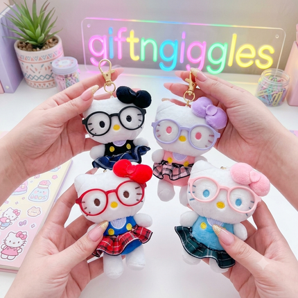 🎀 Cute Sanrio Hello Kitty Nerd Plush Keychain & Bag Charm 🎀