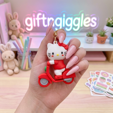 Hello Kitty on Scooter keychain/Bag Charm