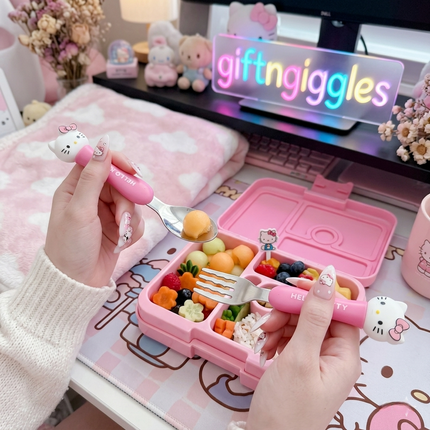 Adorable Hello Kitty Cutlery Set – Pink Spoon & Fork Travel Case 🎀✨