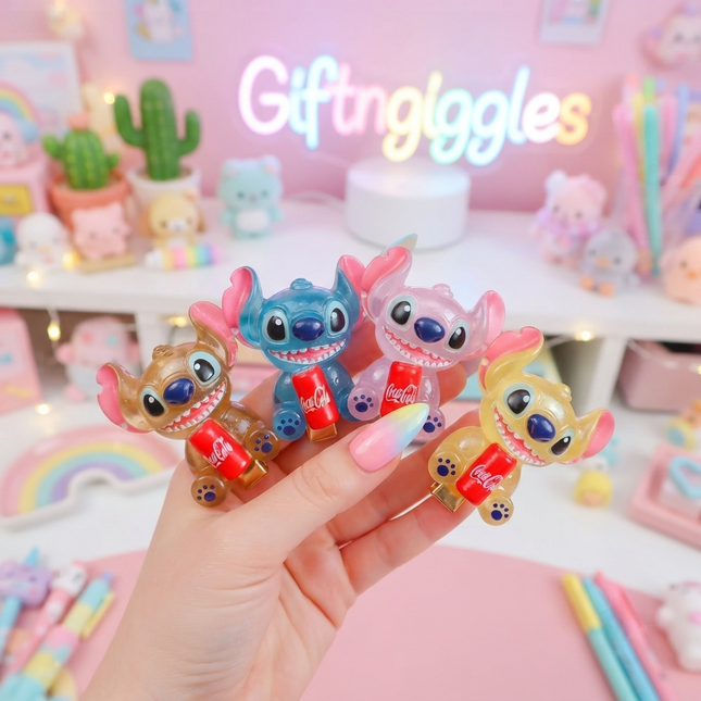 ✨ Kawaii Stitch Hair Clips 💙💖🌈
