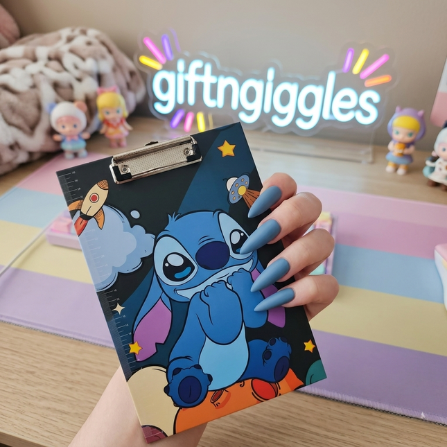 🌺 Disney Stitch Kawaii Exam Clipboards with Ruler Edge ✨