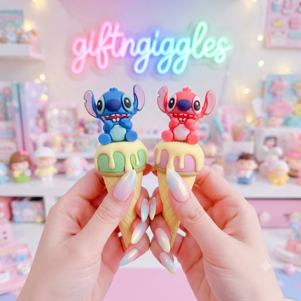 Stitch & Angel Ice Cream Cone Highlighter – Kawaii Stationery Collectible