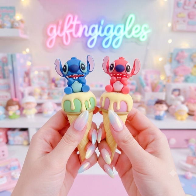 Stitch & Angel Ice Cream Cone Highlighter – Kawaii Stationery Collectible