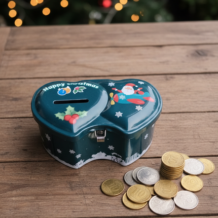 Christmas Dual Heart Piggy Bank
