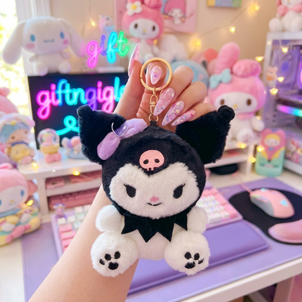 ✨🖤 Plush Kuromi Keychain & Bag Charm | Cute Kawaii Aesthetic Accessory 💜🎀