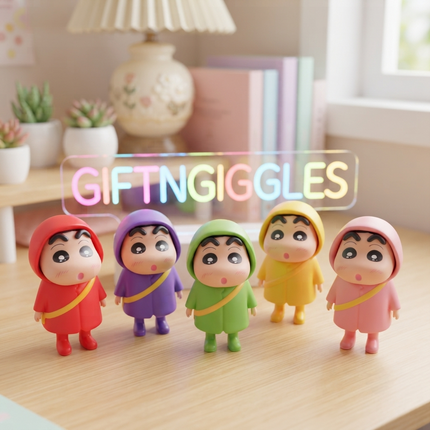 ✨🎁 Big Size Shinchan Rainbow Raincoat Figurines - Collectible Anime Toys 🧸🌈🌧️