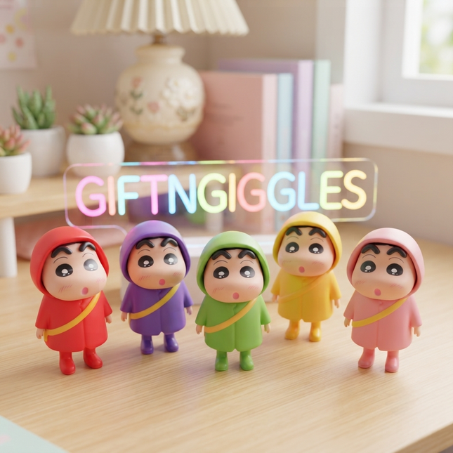 ✨🎁 Big Size Shinchan Rainbow Raincoat Figurines - Collectible Anime Toys 🧸🌈🌧️