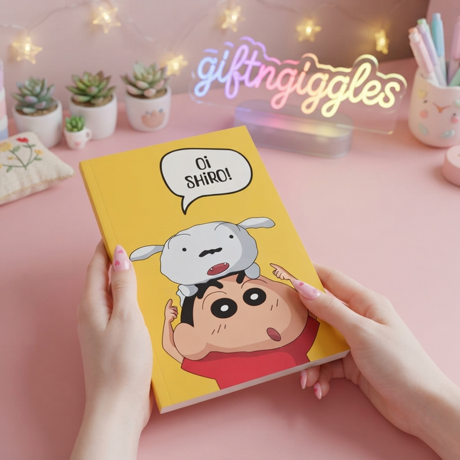 Cute Crayon Shinchan & Shiro Lined Notebook 📒🐕✨