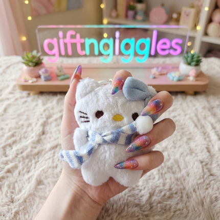 Adorable Hello Kitty Plush Charm with Scarf – Keychain for Bags 🎒🧶💫