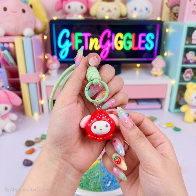Kawaii Strawberry Sanrio My Melody Bag Charm & Keychain 🍓🎀