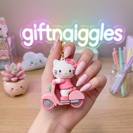 Hello Kitty on Scooter keychain/Bag Charm