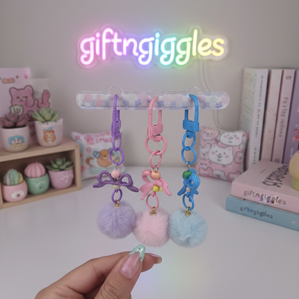 Pom pom Bag/Zip Charms 3 Pieces Set