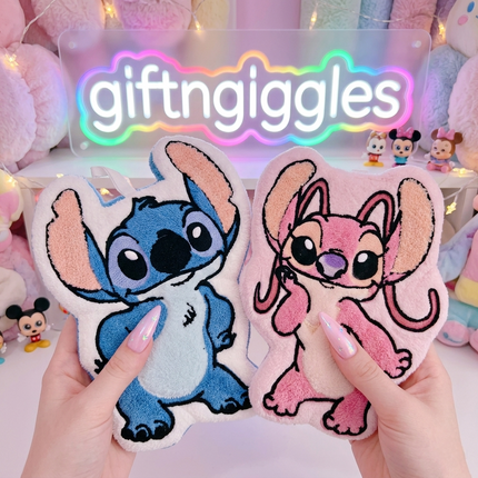 💙 Stitch & Angel Cute  Hand Towels Pink & Blue 🌸