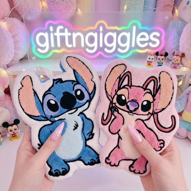 💙 Stitch & Angel Cute  Hand Towels Pink & Blue 🌸