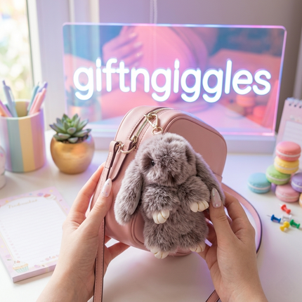 Fluffy Bunny Bag Charm