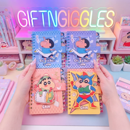 ✨ Crayon Shinchan Velcro Closure Spiral Diary / Cute Kawaii Notebook ✨