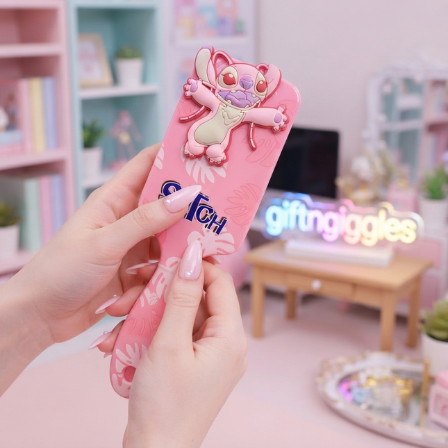 💕 Stitch-tastic Pink Aesthetic Hair Brush 🌴✨💖