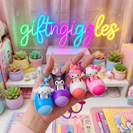 🎀✨ Kawaii Sanrio Pull-Back Car Keychains | Cute Bag Charms 🚗💖