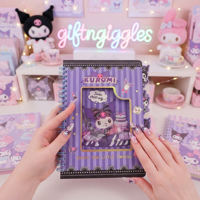 Enchanting Kuromi 3D Aesthetic Diary – Perfect Kawaii Stationery 💜📓✨