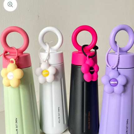 Glass Bottles with Flower Charm