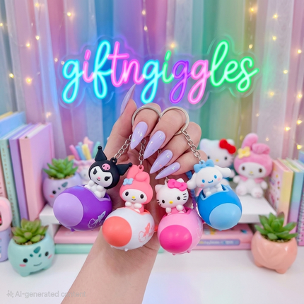 🎀✨ Kawaii Sanrio Pull-Back Car Keychains | Cute Bag Charms 🚗💖