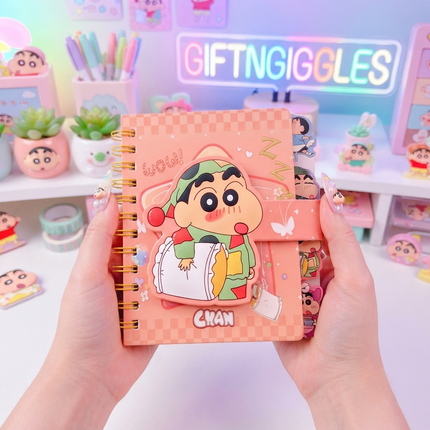 ✨ Crayon Shinchan Velcro Closure Spiral Diary / Cute Kawaii Notebook ✨
