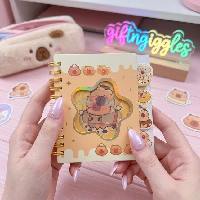 🌟 Kawaii Capybara Pocket Mini Diary – Tuntun Bakery Edition 🌟