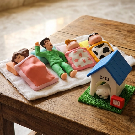 Shinchan Sleeping Family Figurines (6 Pieces Set)
