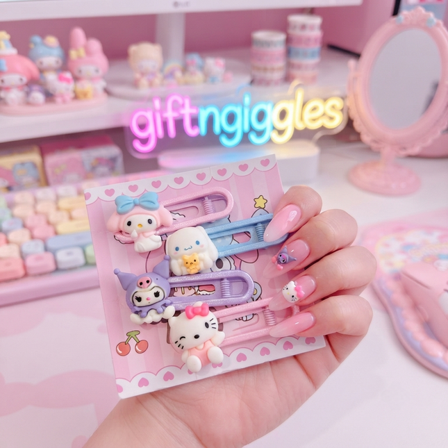 Sanrio-Inspired Kawaii Hair Clip Set – Cute & Aesthetic Hair Accessories