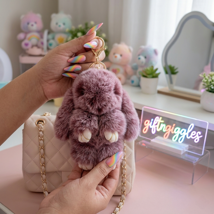 Fluffy Bunny Bag Charm