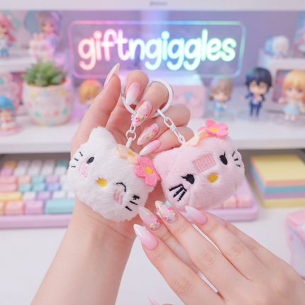 Adorable Hello Kitty Plush Face Keychain – Cute Sanrio Bag CharmAdorable Hello Kitty Plush Face Keychain – Cute Sanrio Bag Charm🎀💕