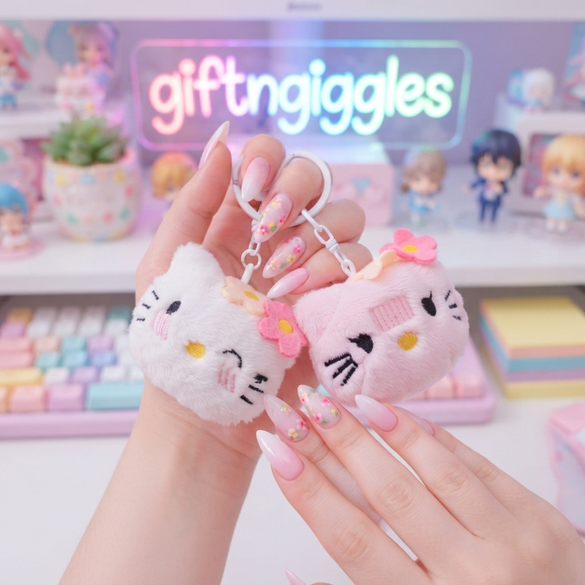 Adorable Hello Kitty Plush Face Keychain – Cute Sanrio Bag CharmAdorable Hello Kitty Plush Face Keychain – Cute Sanrio Bag Charm🎀💕