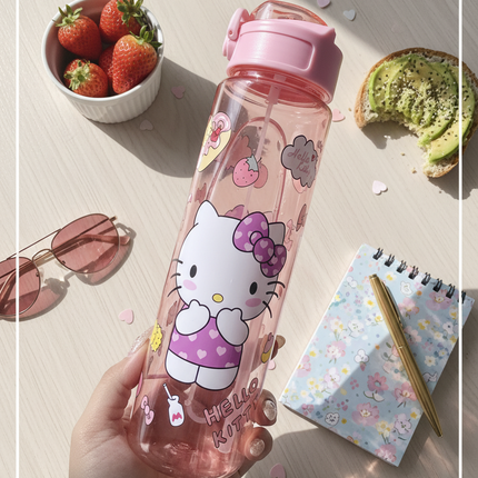 Hello Kitty Water Bottle   – Cute Pink Cartoon Bottle for Travel (750ml)