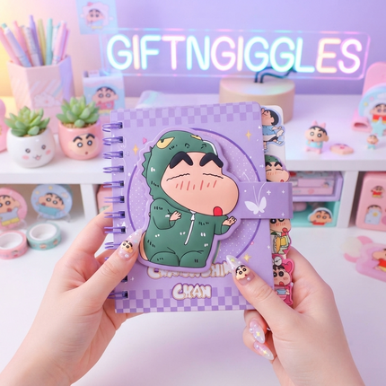 ✨ Crayon Shinchan Velcro Closure Spiral Diary / Cute Kawaii Notebook ✨