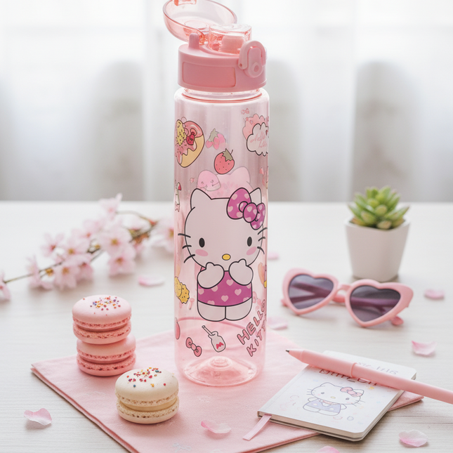 Hello Kitty Water Bottle   – Cute Pink Cartoon Bottle for Travel (750ml)