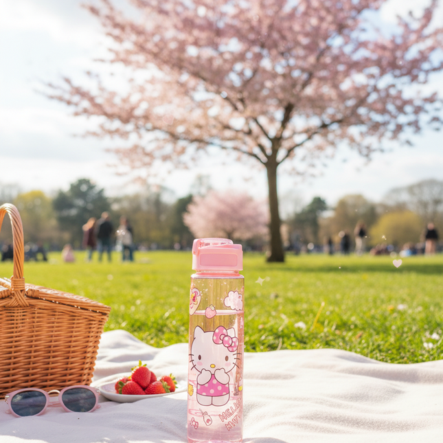 Hello Kitty Water Bottle   – Cute Pink Cartoon Bottle for Travel (750ml)