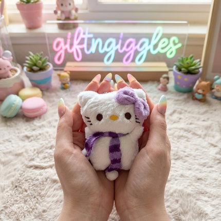 Adorable Hello Kitty Plush Charm with Scarf – Keychain for Bags 🎒🧶💫