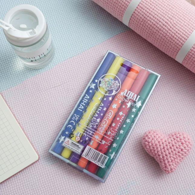 Glow Pen Set – 6 Vibrant Colors | Neon Marker Pens for Art, Crafts & School Projects