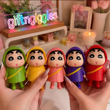 ✨🎁 Big Size Shinchan Rainbow Raincoat Figurines - Collectible Anime Toys 🧸🌈🌧️