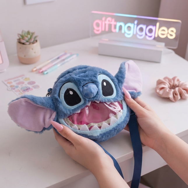 Adorable Stitch Plush Crossbody Bag  – Soft & Kawaii GiftnGiggles Accessory 🎀🛸✨