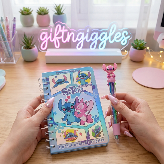 ✨ Disney Stitch Diary & Multi-Color Pen Gift Set ✨