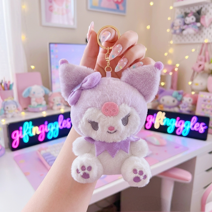 ✨🖤 Plush Kuromi Keychain & Bag Charm | Cute Kawaii Aesthetic Accessory 💜🎀