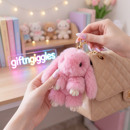 Fluffy Bunny Bag Charm