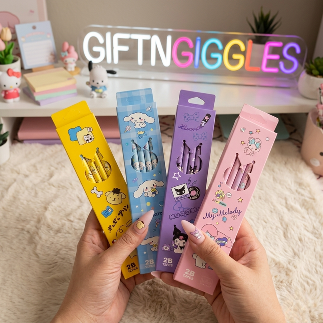 🎀 Kawaii Sanrio Character 2B Pencils Pack (12-Piece Set) 🦄