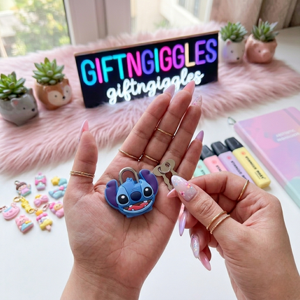 Kawaii Stitch Character Decorative Lock and Key Set