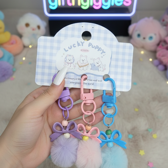 Pom pom Bag/Zip Charms 3 Pieces Set